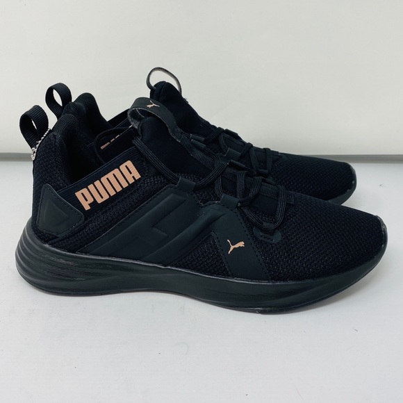 puma black and gold running shoes